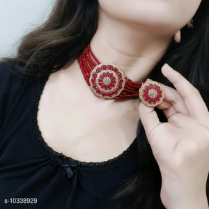 Fabricante nupcial indio chapado en oro de alta calidad perla AD CZ gargantilla conjunto de collar para niñas mujeres boda - Product Image 1