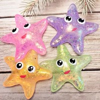 Jouet créatif transfrontalier en plastique souple à la maltose, anti-stress, étoile de mer à grands yeux scintillante dorée, nouveauté animale marine, direct usine