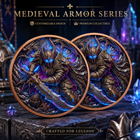 Pièce de monnaie en cuivre pur 999 de 5 oz, série Armure Médiévale, styles multiples, couleur UV, haute relief, UV 3D, édition de collection