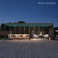 Pergola bioclimatique motorisée de luxe MEXIN en aluminium à lames orientables avec éclairage LED et chauffage pour jardin et extérieur