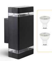 Lámpara de Pared Exterior Impermeable de Aluminio, 220V/110V, para Patio o Villa, de Una/Dos/Tres Luces, Cuadrada/Redonda, GU10