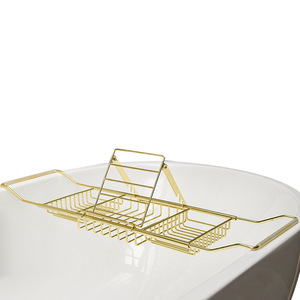 Dual-tầng mở rộng Acrylic tắm lưu trữ Giá kim loại tắm đồng hành kệ với công cụ làm sạch lưu trữ mở rộng bên khay - Product Image 5