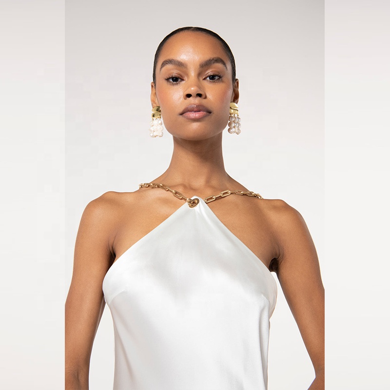 white dress gold chain Wendi Dress – Retrofete