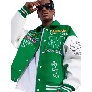 LAYENNE High Quality Varsity Jacket Men Chenille Embroidery Leather Sleeves Custom Baseball Letterman Varsity Jacket