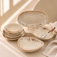 Bol à soupe, assiette à poisson, assiette triangulaire, bol à riz, bol à nouilles en céramique Su Tang de haute qualité, avec couleur sous-glaçure japonaise et design mignon
