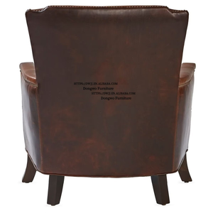 गहरे भूरे रंग के उच्च बैक किंग आकार चमड़े की लकड़ी के कमरे के आराम के लिए घर के लिए घर के लिए पढ़ने की कुर्सी - Product Image 5