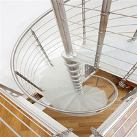 Escalier en colimaçon intérieur moderne et simple en métal et verre, personnalisé en usine, gain de place, bricolage