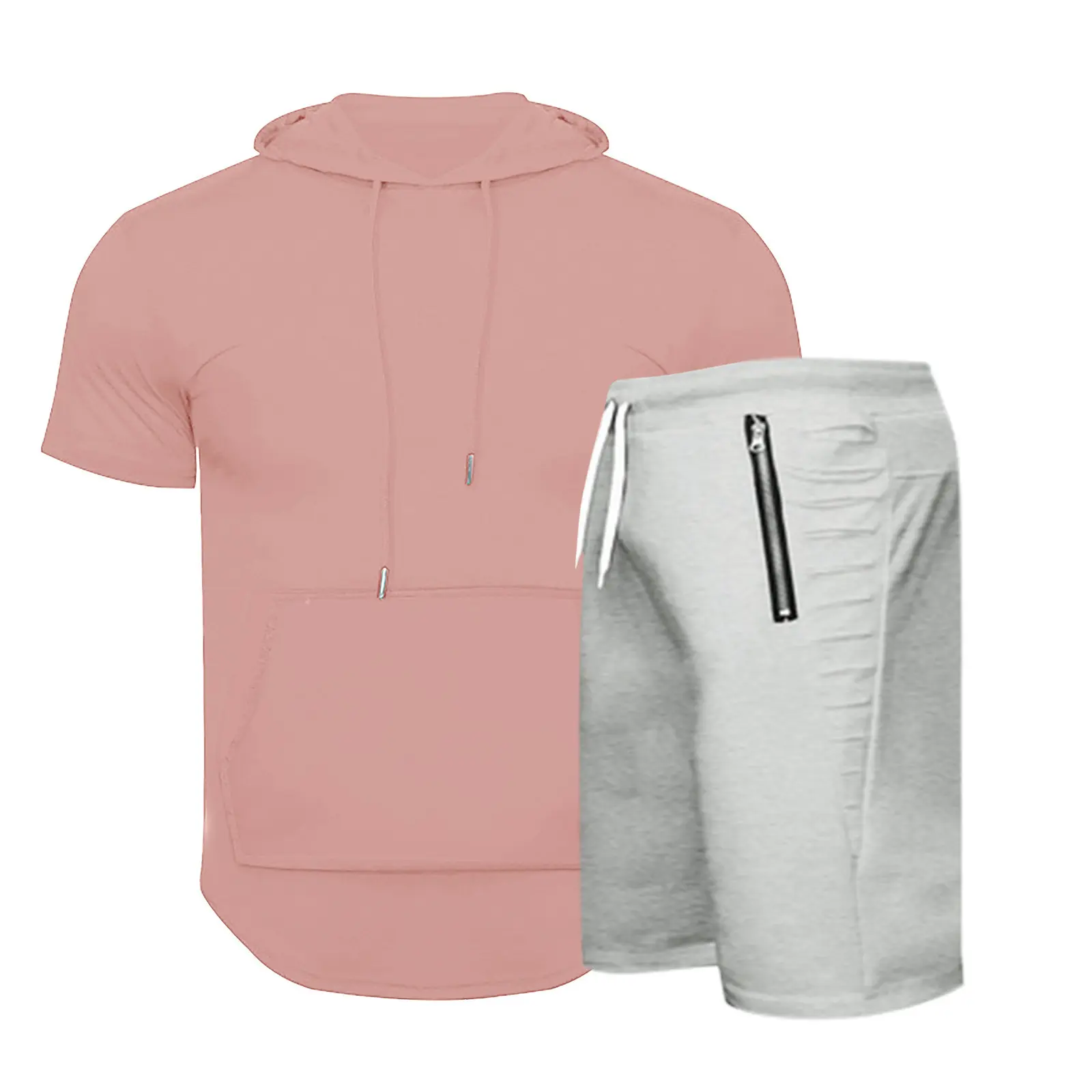 Plain blank Hooded sport short sleeves shorts Sports Plus Size Men's Jogger Sweatsuit Tracksuits Apparel Set for man