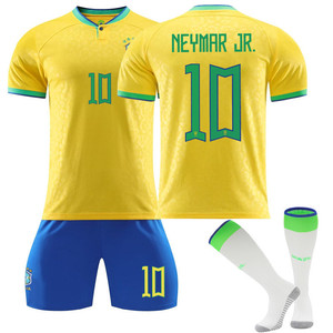 Maillots de football sublimés pour la Coupe du Monde : Argentine Messi N°10, Brésil Neymar, France Mbappé, Portugal – Hauts et shorts imprimés - Product Image 5