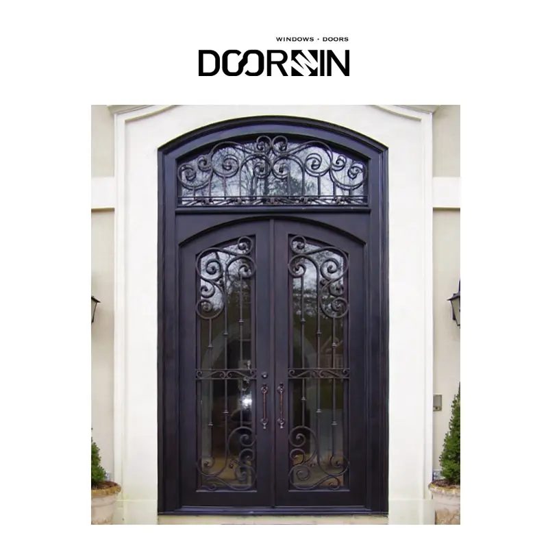 Modern Grill Design Main Giant Doors Arched Steel Entry Wrought Iron Door