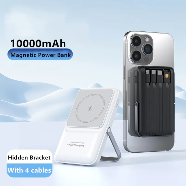 Phone Holder Magnetic Powerbank PD 20W Fast Charger Wireless Charging LED Display Power Station Aluminum Alloy for 16 15 Pro Max