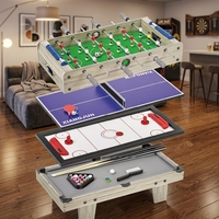 Table de jeux multifonction 4 en 1 avec baby-foot, billard, hockey sur air, tennis de table, avec accessoires pour enfants, adultes et familles