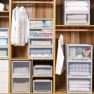 Storage <b>drawer</b> type wardrobe storage box, plastic storage organizer box, toy storage box, pull-out multi-layer storage cabinet - Product Image 5