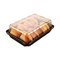 Boîte d'emballage pour gâteaux en plastique PET rectangulaire transparente jetable, boîte à pâtisserie en plastique à bulles pour desserts et biscuits