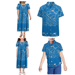 Nuovo arrivo donna Muumuu Micronesia <span class=keywords><strong>abito</strong></span> manica a sbuffo e camicia da uomo abbina abbigliamento per bambini Set personalizzato per famiglia Set <span class=keywords><strong>4</strong></span> pezzi - Product Image 2