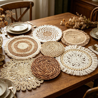 Set de Napperons de Table Créatifs Faits Main en Matériaux Naturels Écologiques, Style Bohème, pour Décoration Murale et de Table