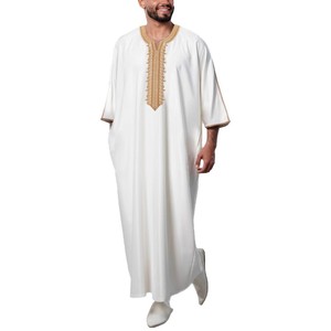 Nuova veste da uomo mediorientale ricamata in stile etnico marocchino con tasche laterali transfrontaliere Muslim a mezza manica per la primavera - Product Image 5