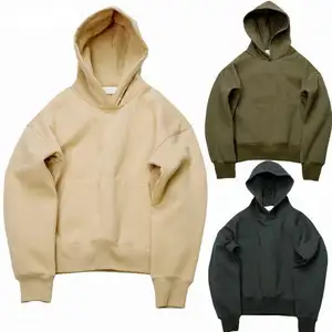 Hot selling Men's Hoodie Cotton Custom Print Embroidered Oversized Pull Over Stringless Fleece Plain Thick Hoodies Men No String