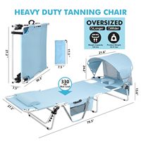 Bestex Chaise de bronzage de plage de haute qualité avec auvent Pare-soleil Trou pour jardin parc piscine Bain de soleil Camping Lecture