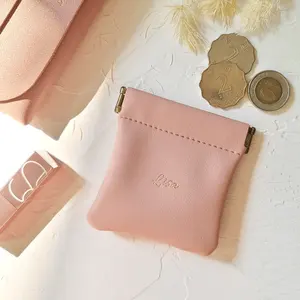 PU Leather Squeeze Coin Pouch Earphone Bag Coin Purse Portable Credit Bank Card Holder Earbuds Line Pouch Data Cable Organizer