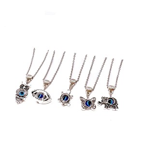 Collar de ojo turco con colgante de mariposa, elefante y búho, cadena de plata tibetana para mujer, regalo, joyería de moda - Product Image 5