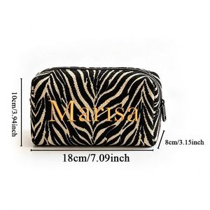 Customized Personalized Embroidered Zebra Makeup <b>Bag</b>, Custom Bridal Party Cosmetic <b>Travel</b> Pouch, Bridesmaid Gift Birthday Gift - Product Image 4