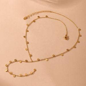 卸売新しいファッションジュエリー18Kゴールドステンレス鋼の積み重ねられたネックレスラウンドY字型ロングタッセルペンダントネックレス女性用 - Product Image 2