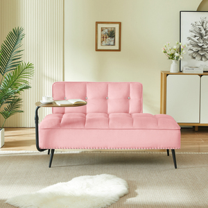 Modern Two Seater Velvet <b>Sofa</b> 54 Inch With Backrest And Rotating <b>Side</b> <b>Table</b> Entryway Ottoman Multi Use Bench Office Desk - Product Image 2