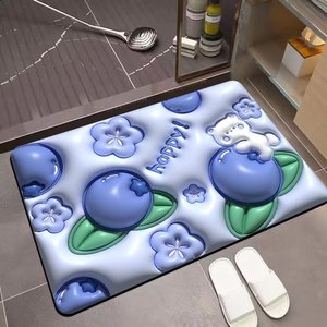 Không Trượt 5D Diatom Bùn Thảm Siêu Nước Thấm Phòng Tắm Thảm Nhanh Chóng Làm Khô Thảm Sàn Màu Xanh Tulip 3D In Phòng Tắm Mat - Product Image 2