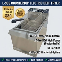 Friteuse électrique professionnelle SURRI en acier inoxydable L-903 4,5 kW haute puissance, friteuse de comptoir avec couvercle et panier, certifiée CE, garantie 1 an