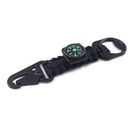 Porte-clés de survie professionnel 4 en 1 EDC en paracorde nylon 550 avec boussole, ouvre-bouteille et boucle pour la randonnée et le camping en plein air