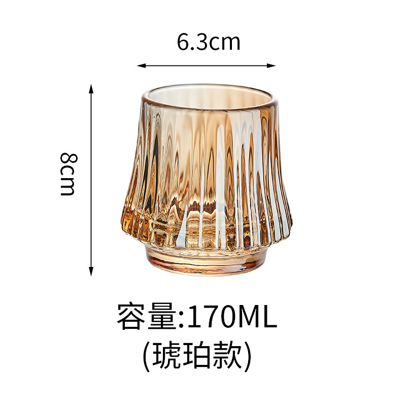 amber cup with vertical stripes