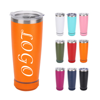 Mug de voyage isotherme en acier inoxydable à double paroi personnalisé de 20 oz avec logo, haut-parleur sans fil LED intégré