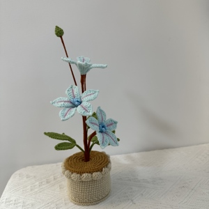 Orquídea de Tres Flores de Algodón Hecha a Mano de Primera Calidad, Estilo Romántico y Soñador, Adorno <span class=keywords><strong>en</strong></span> Maceta para el Hogar, Graduación, Día de la Madre - Product Image 3