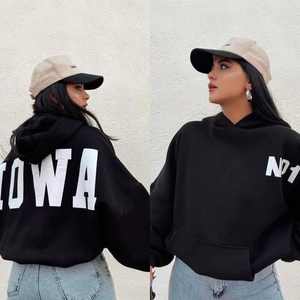 Sudadera de punto personalizada con estampado frontal de letras, de manga larga y corte holgado, para mujer, moda de invierno, superventas, ODM - Product Image 2