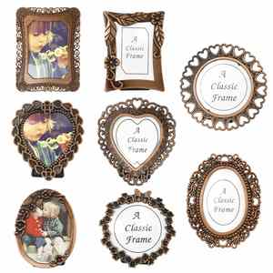 Elegant Desktop <b>Vintage</b> Embossed Photo B2b Wholesale Round Heart Patterned Zinc Alloy <b>Picture</b> <b>Frame</b> - Product Image 1