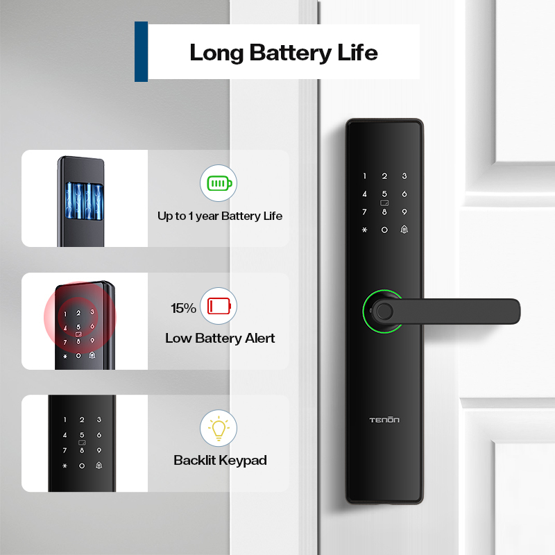 Tenon E15 Smart Electronic Door Lock Keyless Card Access Digital Fingerprint Interior Fireproof Security Rim Door Lock Password · image 4