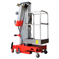 Plateforme de travail mobile verticale compacte en alliage d'aluminium à mât unique de 12 m de hauteur de levage