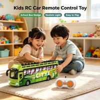 Bus scolaire télécommandé 27 MHz 1:64 5 canaux avec lumières, voiture télécommandée pour enfants, jouet de bus électrique télécommandé pour enfants