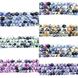 Cuentas sueltas de ágata natural, redondas, multicolor, para la fabricación de joyas, 6 mm, 15 pulgadas, venta al por mayor - Product Image 1