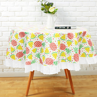 Nappe Imperméable Personnalisable à Motif Fruité avec Bordure en Dentelle Ronde en PEVA
