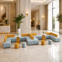 Fauteuil de salon incurvé de luxe avec ottoman, ensemble de fauteuils en tissu pour hall d'hôtel, réception, zone d'attente commerciale, vente en gros OEM
