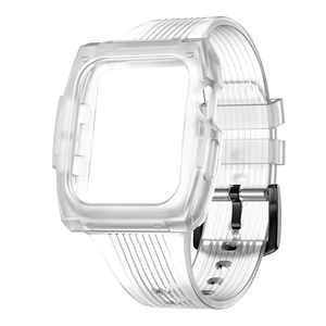 Trendybay 42 44mm <span class=keywords><strong>Correa</strong></span> <span class=keywords><strong>transparente</strong></span> deportiva integrada + funda para <span class=keywords><strong>Apple</strong></span> <span class=keywords><strong>Watch</strong></span> Series 6 5 4 3 2 1 <span class=keywords><strong>correa</strong></span> de silicona <span class=keywords><strong>transparente</strong></span> para I Watch6 - Product Image 3
