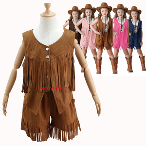 Ecoparty Western Cowboy Cowgirl <span class=keywords><strong>chaleco</strong></span> para niños niñas gamuza borla flecos <span class=keywords><strong>chaleco</strong></span> Top Halloween fiesta vestir vaquero <span class=keywords><strong>disfraz</strong></span> - Product Image 1