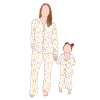 Ensemble de pyjamas personnalisés populaires 2 pièces en fibre de protéine de lait douce et confortable à manches longues pour maman et moi