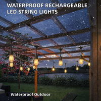 Guirlandes lumineuses d'extérieur S14, douille E27, câble noir de 20 m, connectables, à intensité variable, blanc chaud, décoration suspendue pour jardin, Noël