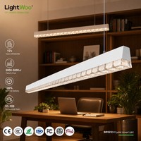Lampada Lineare in Cristallo CCT Regolabile 3000K 4000K 6000K, Lampadario Nordico a Sospensione, Illuminazione da Soffitto per Soggiorno, Luce Decorativa