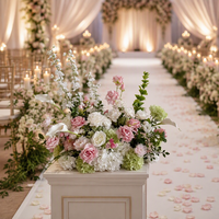 Centre de table de mariage personnalisé avec fleurs roses et blanches, design entièrement nouveau, boule de fleurs pour la décoration d'événements