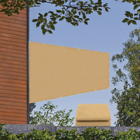 Voile d'ombrage robuste beige en HDPE pour balcon et terrasse extérieure, avec bord renforcé manuel et œillets en aluminium