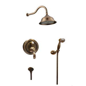 Rubinetto Doccia Stile Antico con Acqua Calda e Fredda, Set Doccia a Incasso a Parete Interamente in Rame con Doccia Preinstallata Nascosta - Product Image 3